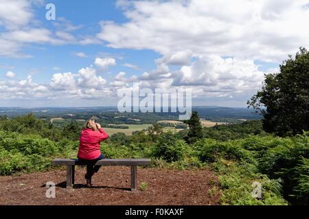 Vista del Surrey Hills dalla collina Gibbit Hindhead Foto Stock