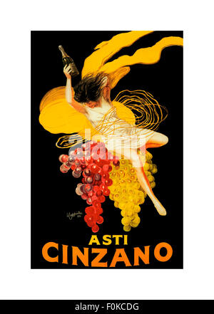 "Asti Cinzano," da Leonetto Cappiello (1875 - 1942) poster vintage pubblicità per un alcolico del vino frizzante aperitivo Foto Stock