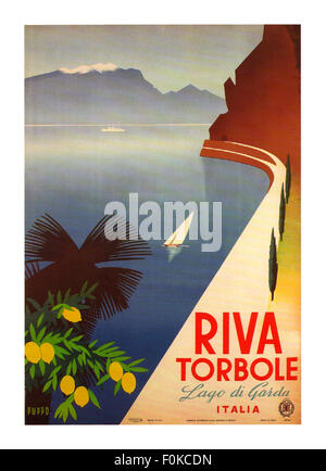 Viaggi Vintage poster per Lago di Garda Italia 'Riva Torbole" Foto Stock