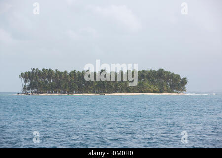 Oceano e alberi di noce di cocco in isole San Blas, Panama 2014. Foto Stock