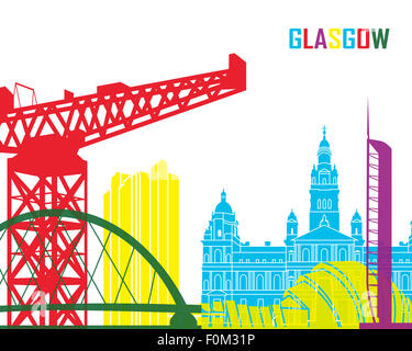 Lo skyline di Glasgow pop in modificabile file vettoriali Foto Stock