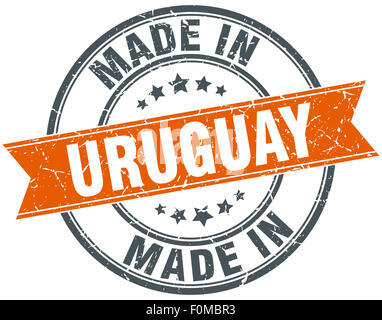 Uruguay arancione nastro grunge timbro su bianco Foto Stock