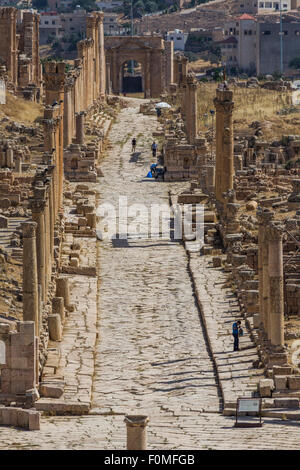 Il Cardo Maximus, Jerash, Giordania Foto Stock