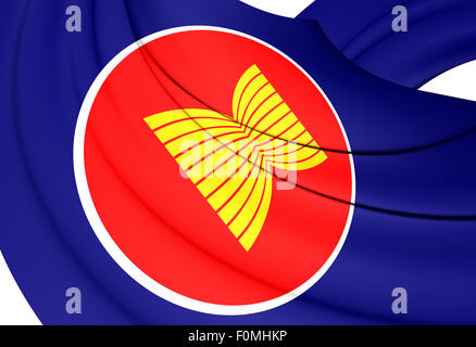 Bandiera dell'ASEAN. Close up. 3D. Foto Stock