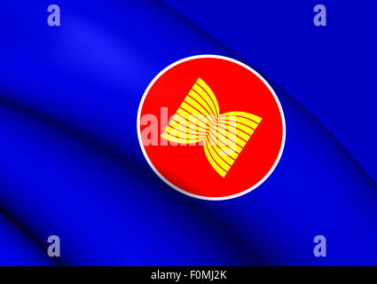 Bandiera dell'ASEAN. Close up. 3D. Foto Stock