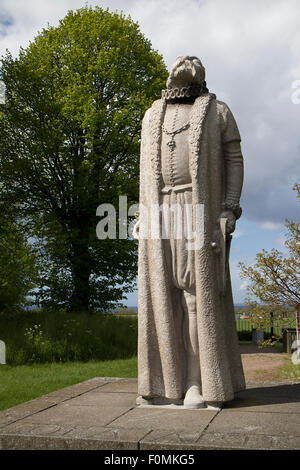 Statua di Tycho Brahe a Uraniborg sull isola di Ven, Svezia Foto Stock