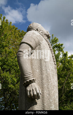 Statua di Tycho Brahe a Uraniborg sull isola di Ven, Svezia Foto Stock