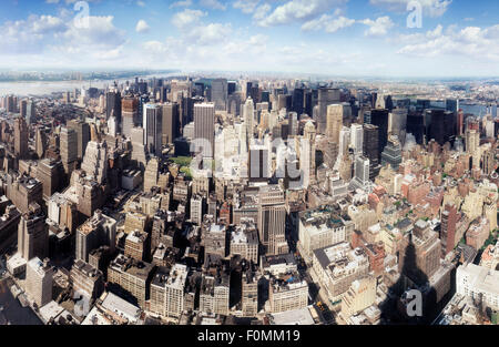 Panorama: das Kronjuwel des globalen Kapitalismus, vor dem terrore: Midtown Manhattan im Jahre 2000, die New Yorker Skyline vor d Foto Stock