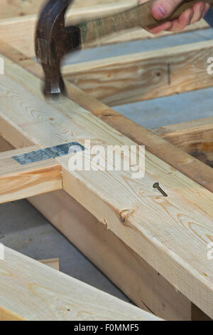 Detroit, Michigan - Habitat for Humanity volontari di costruire una casa per un basso reddito familiare. Foto Stock