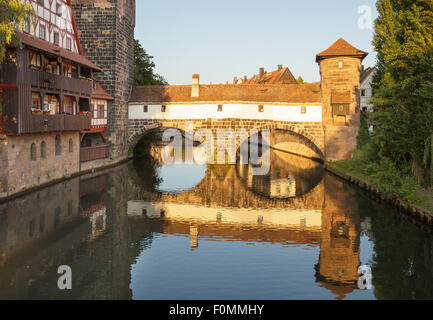 Ponte Hangmans Henkersteg, Norimberga, Baviera, Germania Foto Stock