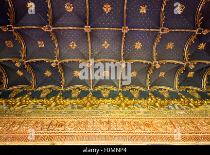 Particolare del soffitto della camera, Alcazar of Segovia, Spagna Foto Stock