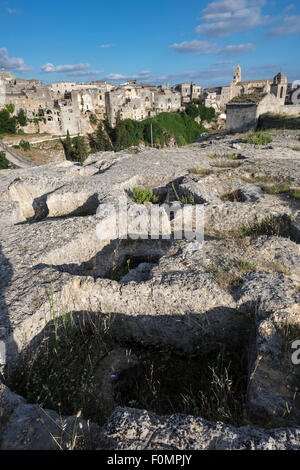 L'antica necropoli a Gravina in Puglia Puglia, Italia meridionale. Foto Stock