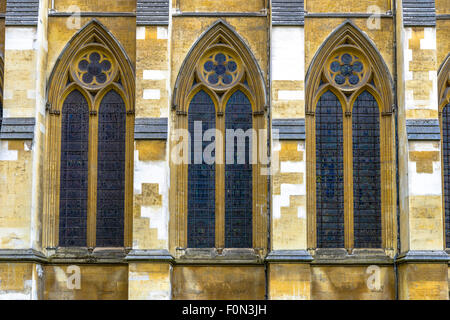 Dettagli architettonici dell'Abbazia di Westminster a Londra, Regno Unito Foto Stock