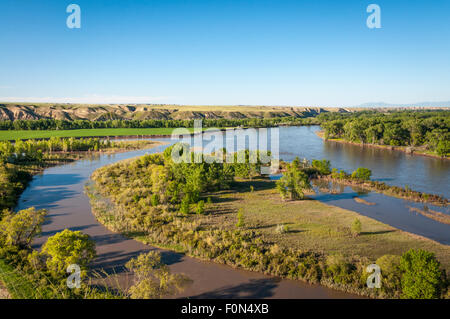 Punto di decisione si affacciano alla confluenza del Missouri e Marias fiumi, Central Montana. Foto Stock