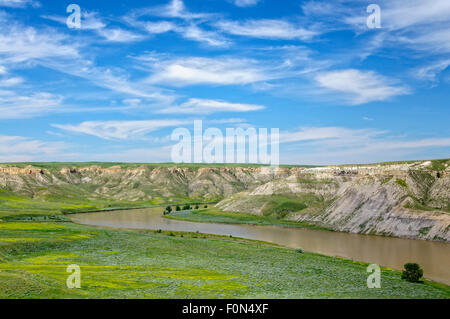 Parte superiore del Fiume Missouri si rompe il monumento nazionale, Montana. Foto Stock