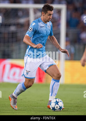 Roma, Italia. 18 Agosto, 2015. Roma è Miroslav KLOSE in azione nello stadio Olimpico di Roma, Italia, 18 agosto 2015. Bayer 04 Leverkusen dovrà affrontare la SS Lazio in UEFA Champions League qualifiche prima gamba corrisponde il 18 agosto 2015. Foto: MARIUS BECKER/dpa/Alamy Live News Foto Stock