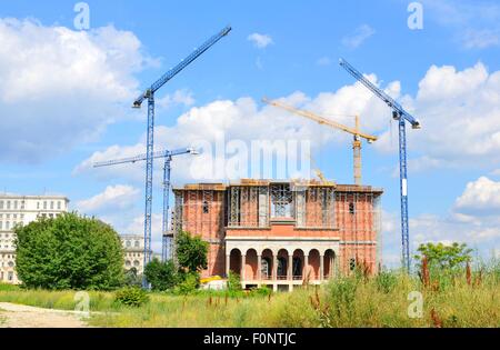 I lavori di costruzione sono la Cattedrale per la salvezza del popolo rumeno (Catedrala Mantuirii Neamului Romanesc) Bucarest Foto Stock
