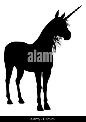 Unicorn mitico cavallo in silhouette Foto Stock