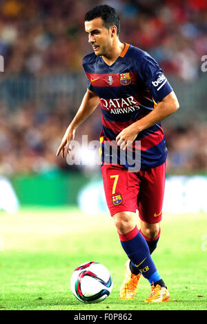 Camp Nou, Barcellona, Spagna. 11 Ago, 2015. Super-Cup spagnolo, la seconda gamba. FC Barcelona contro atletico Bilbao. Pedro (Barcellona) . La partita si è conclusa 1-1 con Bilbao tenendo il trofeo da un aggregato 5-1. © Azione Sport Plus/Alamy Live News Foto Stock