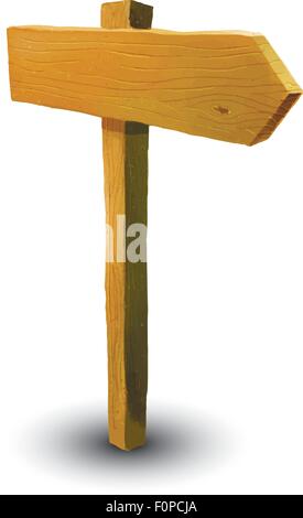 Legno realistico direzione del puntatore con ombra isolato su bianco Illustrazione Vettoriale