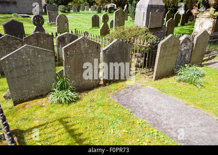 Wordsworth tombe di famiglia, Saint Oswald è la chiesa, Grasmere, Lake District, Cumbria, Inghilterra Foto Stock