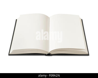 Libro aperto isolata su bianco con tracciato di ritaglio Foto Stock