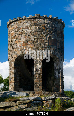 Mt Battie torre in pietra, Camden Hills State Park, Maine Foto Stock