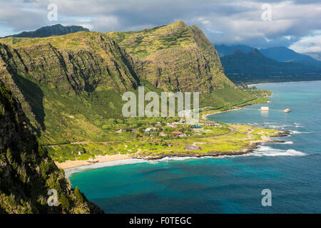 Vista di Oahu sopravento Makapu dall'u Point, Oahu, Hawaii Foto Stock
