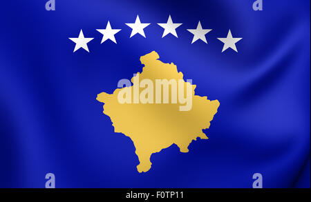 3D Bandiera del Kosovo. Close up. Foto Stock