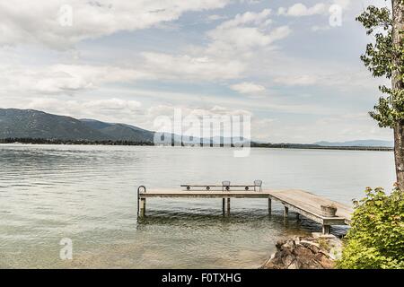 Jetty e acqua, Sand Point, Idaho, Stati Uniti d'America Foto Stock