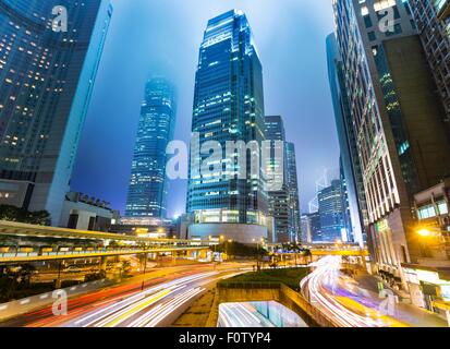 Central Hong Kong skyline con IFC edificio, Hong Kong, Cina Foto Stock