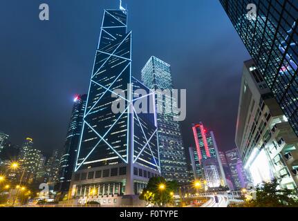 Hong Kong il distretto finanziario con la Banca di Cina edificio, Hong Kong, Cina Foto Stock