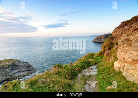 Falesie sopra Portreath sulla costa della Cornovaglia Foto Stock