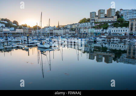 La mattina presto il tranquility al porto di Torquay Devon UK Foto Stock