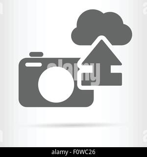 Fotocamera digitale cloud storage immagine icona illustrazione vettoriale Illustrazione Vettoriale