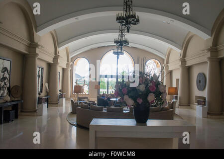 Interior area pubblica dell'Hotel Príncipe Felipe, La Manga Club Resort, La Manga, Murcia, sud orientale della Spagna, Europa Foto Stock