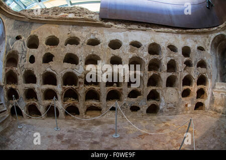 La camera in una cripta della Muraglia Punica a Cartagena, Murcia, Spagna Foto Stock