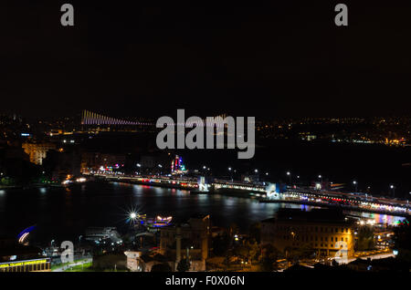 Vista dal quartiere Eminonu e il ponte Galata Foto Stock