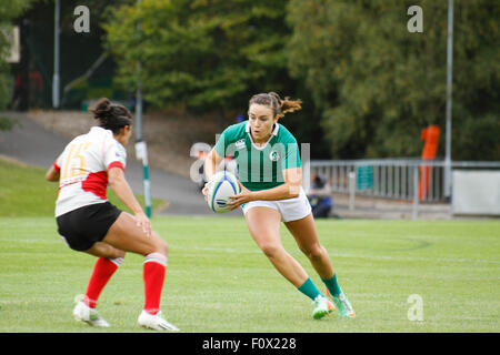 Dublino, Irlanda. Il 22 agosto 2015. Irlanda v Messico durante la donna Sevens qualificatore di serie corrisponde all'UCD Bowl, Dublino. L'Irlanda ha vinto la partita 64 - 0. Credito: Elsie Kibue / Alamy Live News Foto Stock