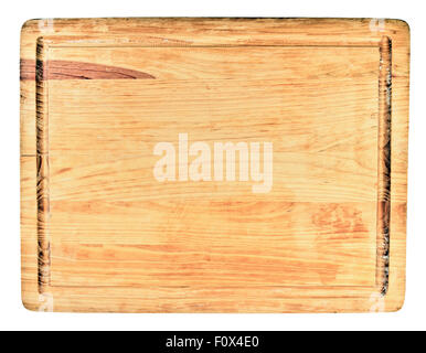 Tagliere di legno su sfondo bianco Foto Stock