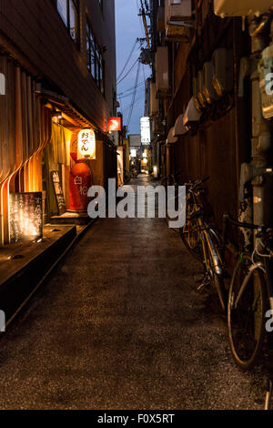 Lanterne in Pontocho-dori di notte, Gion, Kyoto, Giappone Foto Stock