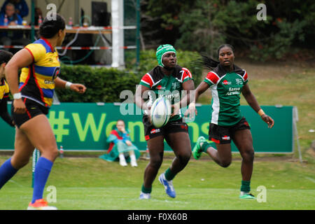 Dublino, Irlanda. Il 22 agosto 2015. Kenya v Colombia durante la donna Sevens qualificatore di serie corrisponde all'UCD Bowl, Dublino. Il Kenya ha vinto la partita 12 - 7. Credito: Elsie Kibue / Alamy Live News Foto Stock