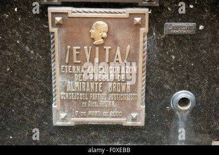 Eva Peron placca Grave - Buenos Aires - Argentina Foto Stock
