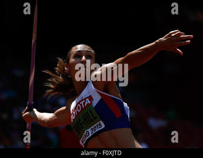 Pechino, Cina. 23 Ago, 2015. Londra il campione olimpico di Jessica Ennis-Hill della Gran Bretagna compete nel Giavellotto evento della donna heptathlon al 2015 IAAF mondiale di atletica di Pechino, capitale della Cina, su agosto 23, 2015. Credito: Xinhua/Alamy Live News Foto Stock