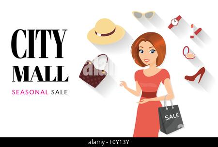 Donna facendo shopping Illustrazione Vettoriale