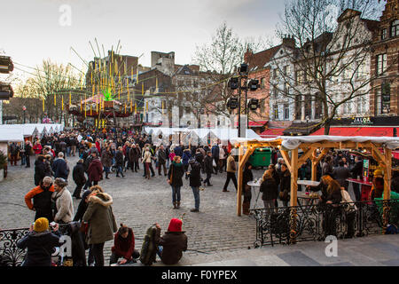 Mercato di Natale, Winter Wonderland, Bruxelles, Belgio Foto Stock