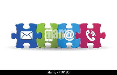 Puzzle con icona di contatto Illustrazione Vettoriale