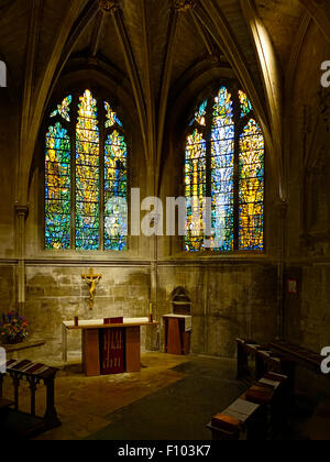 Vedute interne di Tewkesbury Abbey Foto Stock