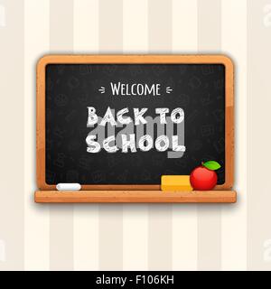 Benvenuti Torna a scuola scritta sulla lavagna Illustrazione Vettoriale