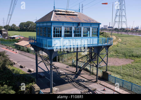 Cabina di controllo per il Trasportatore Ponticello Newport South Wales Foto Stock